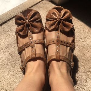 Anthropologie Bow Gladiator Brown Sandal Sz 8